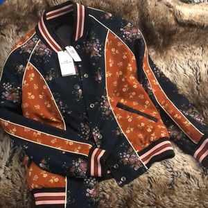 NWT Reversible Floral Varsity Coach Bomber Jacket